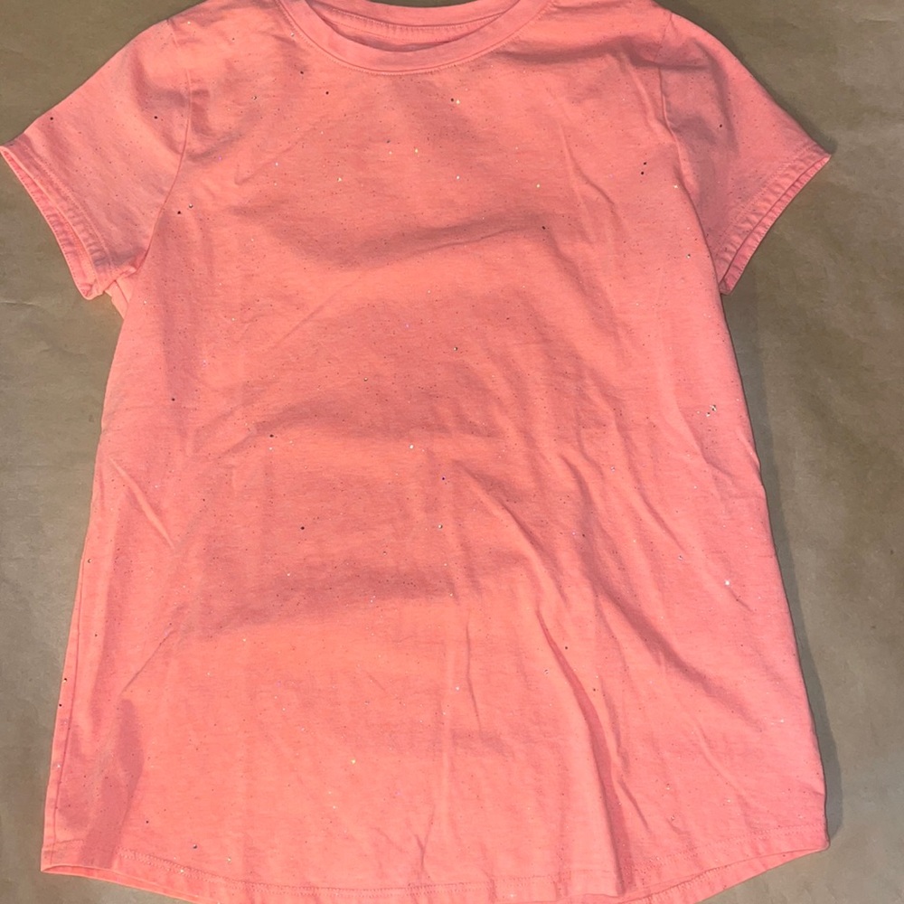 Girls neon orange sparkle T-shirt short sleeve